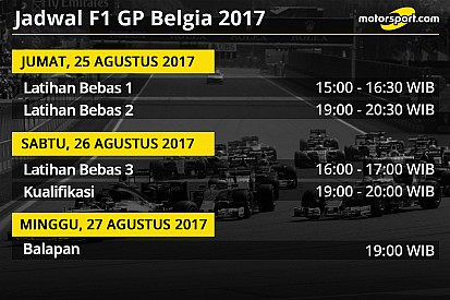 Jadwal lengkap F1 GP Belgia 2017