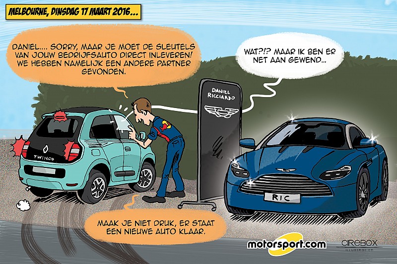 Cartoon van Cirebox - Ricciardo's nieuwe bedrijfsauto
