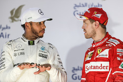 Podium: 2. Lewis Hamilton, Mercedes AMG, 1. Sebastian Vettel, Ferrari