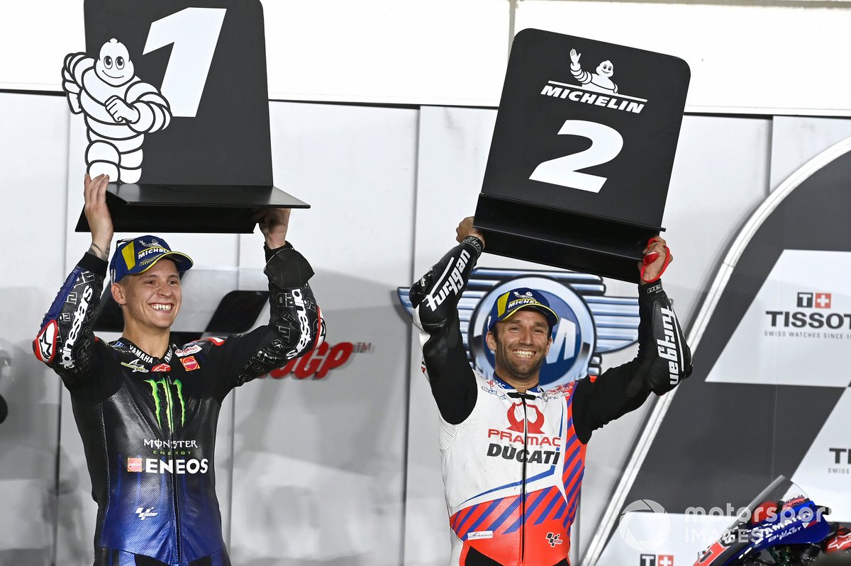 Fabio Quartararo, Yamaha Factory Racing, dan Johann Zarco, Pramac Racing