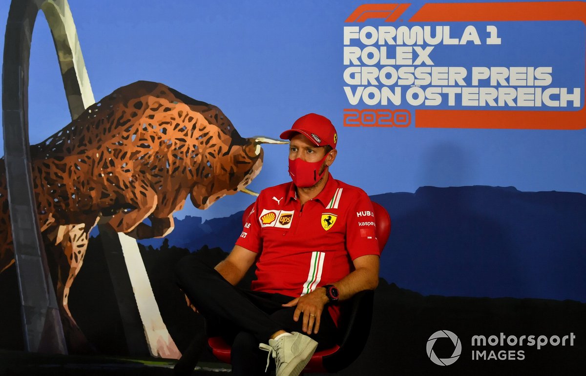 Sebastian Vettel, Ferrari in the press conference