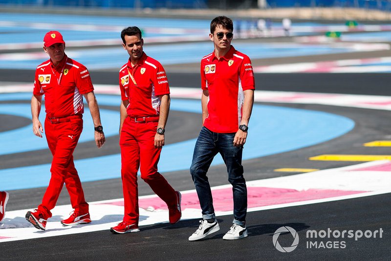 Charles Leclerc, Ferrari walks the track