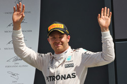 Nico Rosberg, Mercedes AMG F1 celebrates his second position on the podium