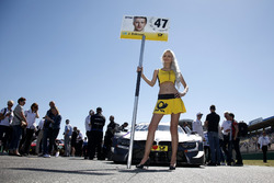 Grid girl of Joel Eriksson, BMW Team RBM, BMW M4 DTM
