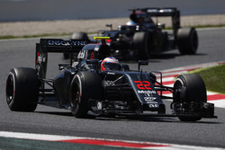Jenson Button, McLaren MP4-31 on track ahead of Fernando Alonso, McLaren MP4-31