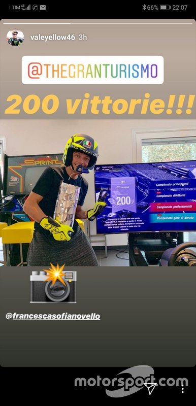 Duecento vittorie per Valentino Rossi nel gioco Gran Turismo della Playstation