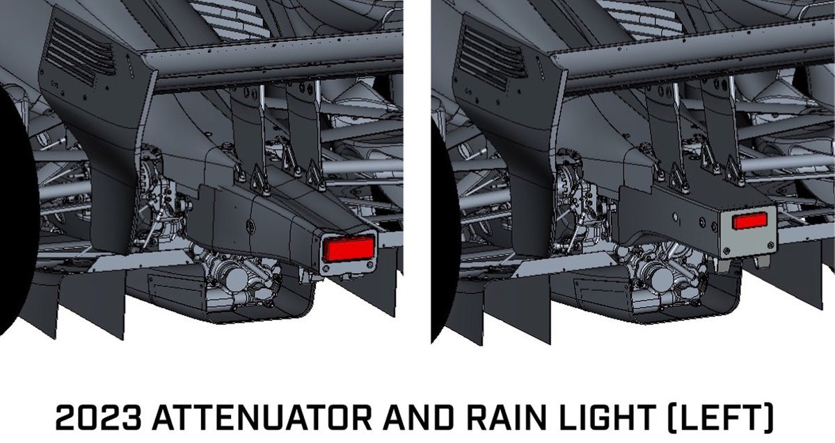 New IndyCar attentuator and rain-light, 2023 + 22