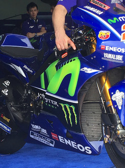 Detail van de motor van Maverick Viñales, Yamaha Factory Racing
