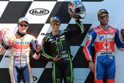 Polesitter Johann Zarco, Monster Yamaha Tech 3, second place Marc Marquez, Repsol Honda Team, third place Danilo Petrucci, Pramac Racing