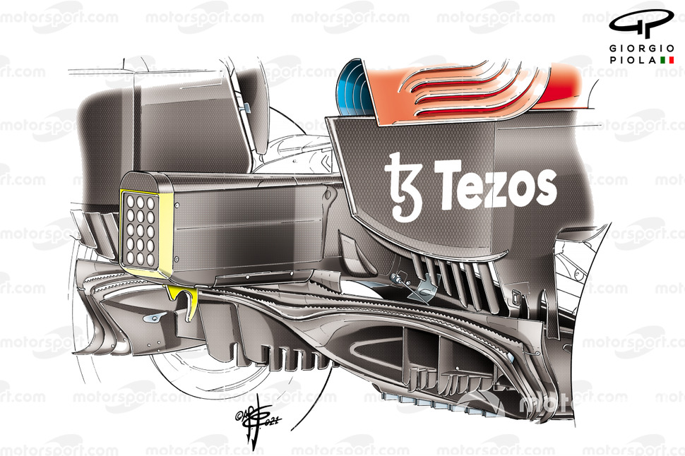 Detalle del difusor en el Red Bull RB16B.