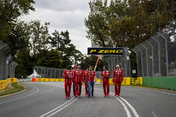 Sebastian Vettel, Ferrari walks the track with team members