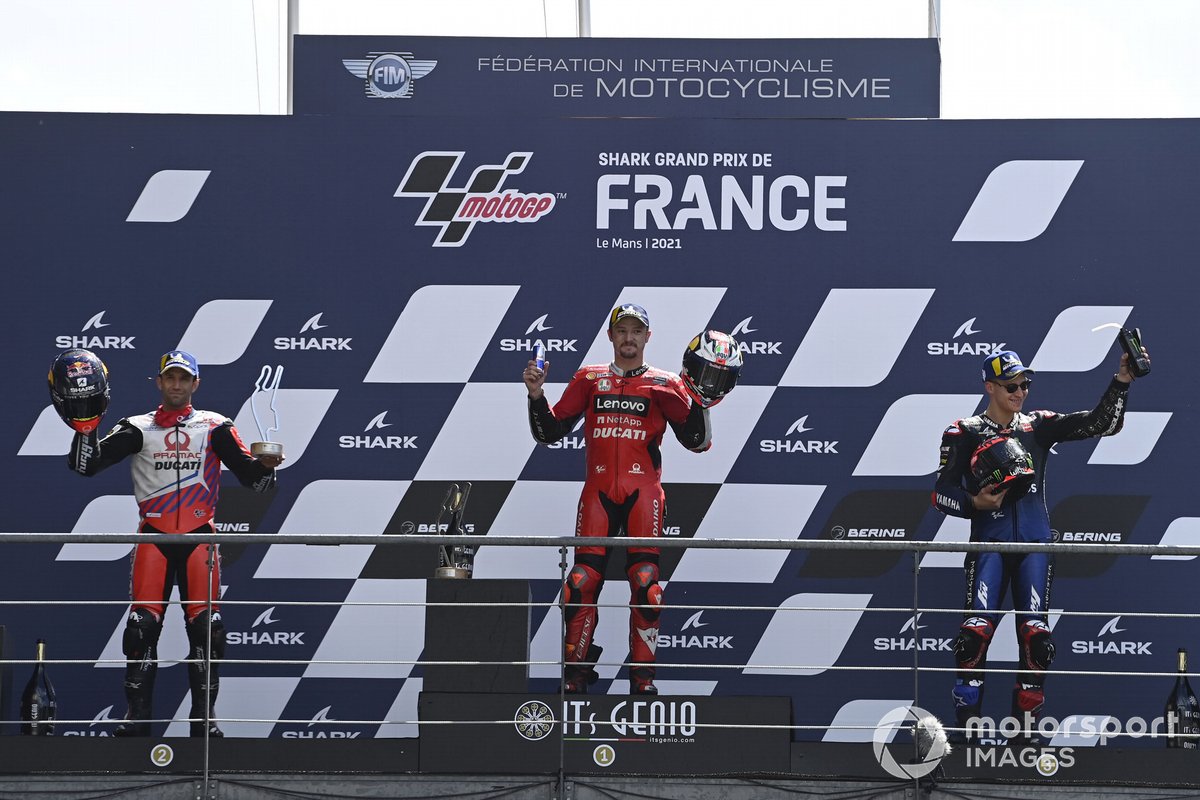 Podium: race winner Jack Miller, Ducati Team, second place Johann Zarco, Pramac Racing, third place Fabio Quartararo, Yamaha Factory Racing