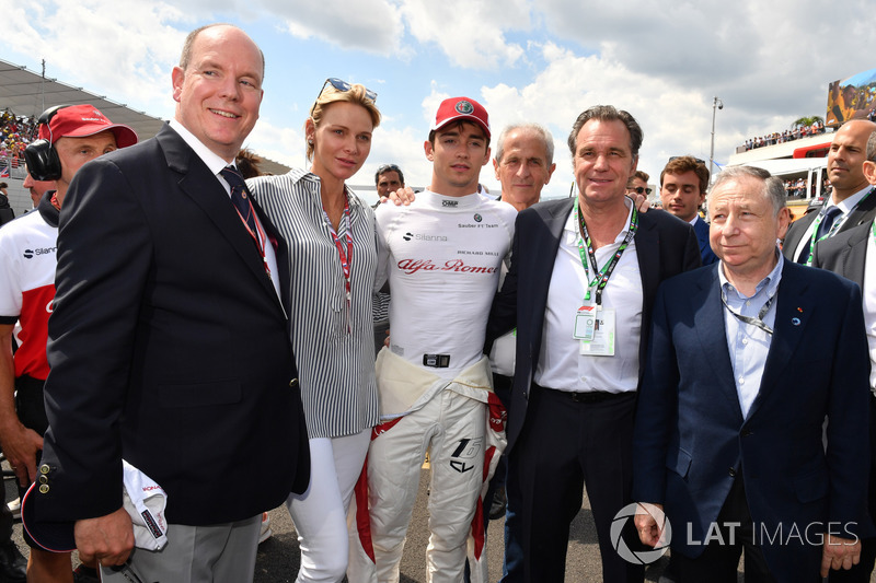 HSH Prince Albert of Monaco (MON), Princess Charlene of Monaco, Charlene Wittstock, Charles Leclerc, Sauber on the grid with Jean Todt, FIA President
