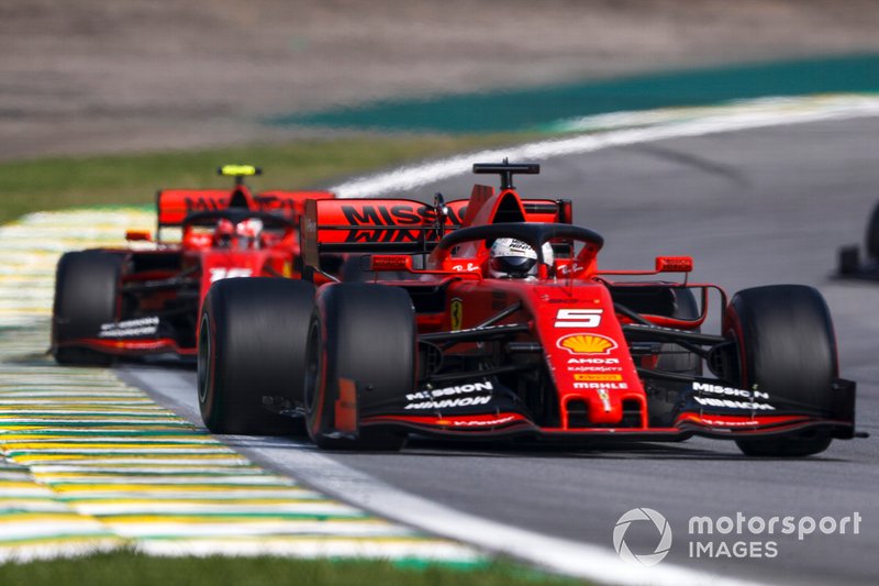 Sebastian Vettel, Ferrari SF90 and Charles Leclerc, Ferrari SF90