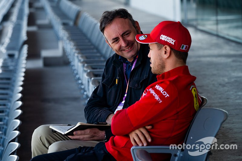 Roberto Chinchero in an interview with Sebastian Vettel, Ferrari
