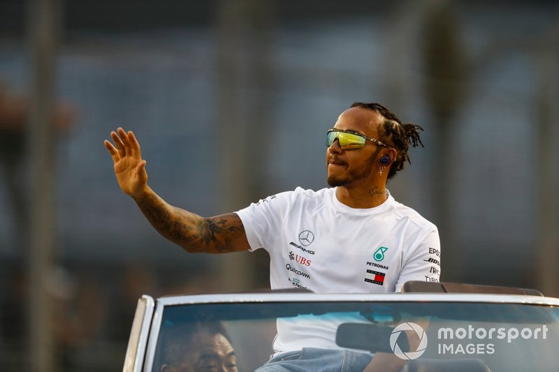 Lewis Hamilton, Mercedes AMG F1, in the drivers parade