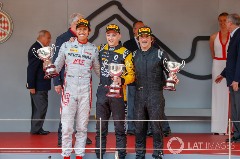 Podium: Race winner Artem Markelov, RUSSIAN TIME, second place Sean Gelael, PREMA Racing, third place Roberto Merhi, MP Motorsport