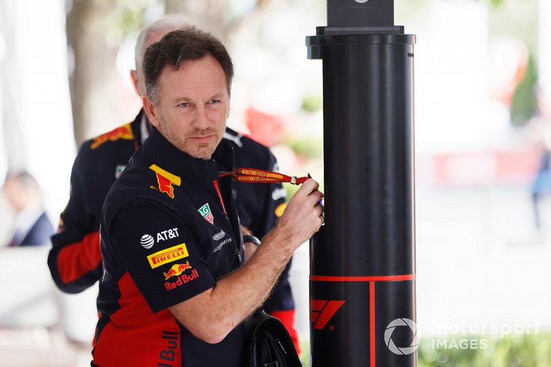 Christian Horner, Team Principal, Red Bull Racing, arrives in the paddock