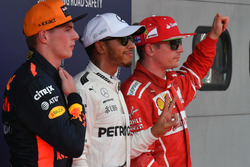 Polesitter Lewis Hamilton, Mercedes AMG F1; 2. Kimi Raikkonen, Ferrari; 3. Max Verstappen, Red Bull