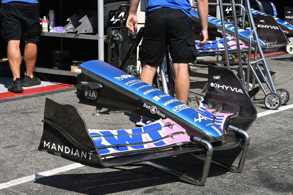 Detalle de la nariz y del alerón delantero del Alpine A522