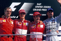 Podyum: Paolo Martinelli, Ferrari Motor Direktörü, 2. Michael Schumacher, Ferrari, yarış galibi Rubens Barrichello, Ferrari, 3. David Coulthard, McLaren