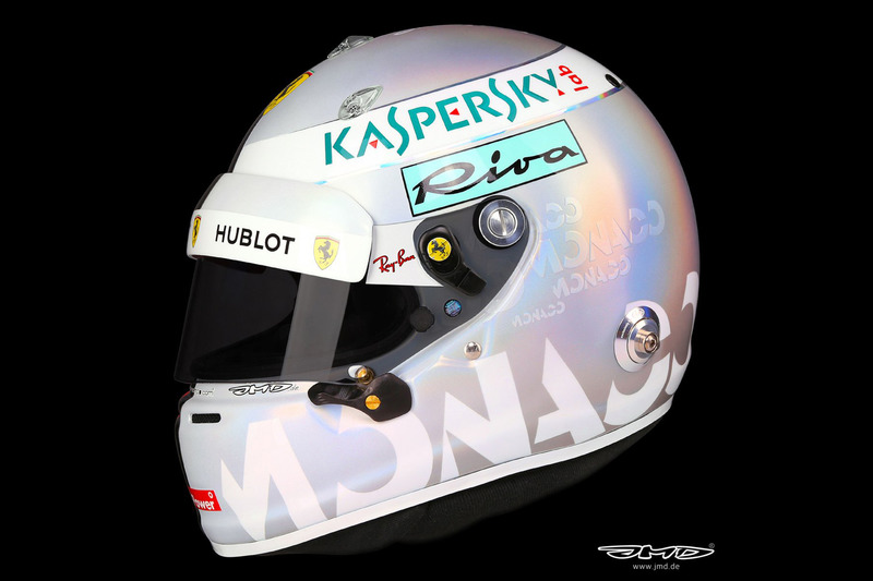 El casco especial de Sebastian Vettel, Ferrari, para el GP de Mónaco