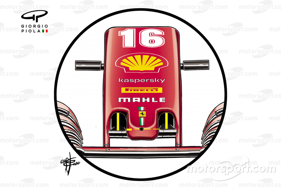 Detalle de la nariz en la Ferrari SF1000.