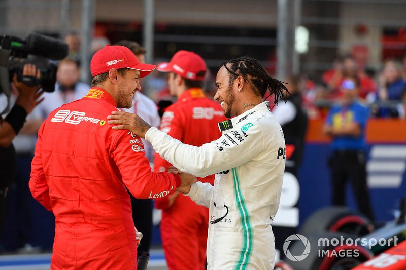 Lewis Hamilton, Mercedes AMG F1, and Sebastian Vettel, Ferrari