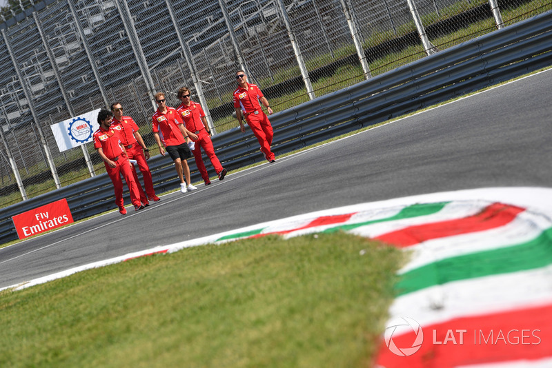 Sebastian Vettel, Ferrari walks the track