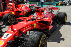 Race winner Sebastian Vettel, Ferrari SF70H in parc ferme