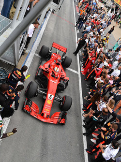 Race winner Sebastian Vettel, Ferrari SF71H arrives in parc ferme