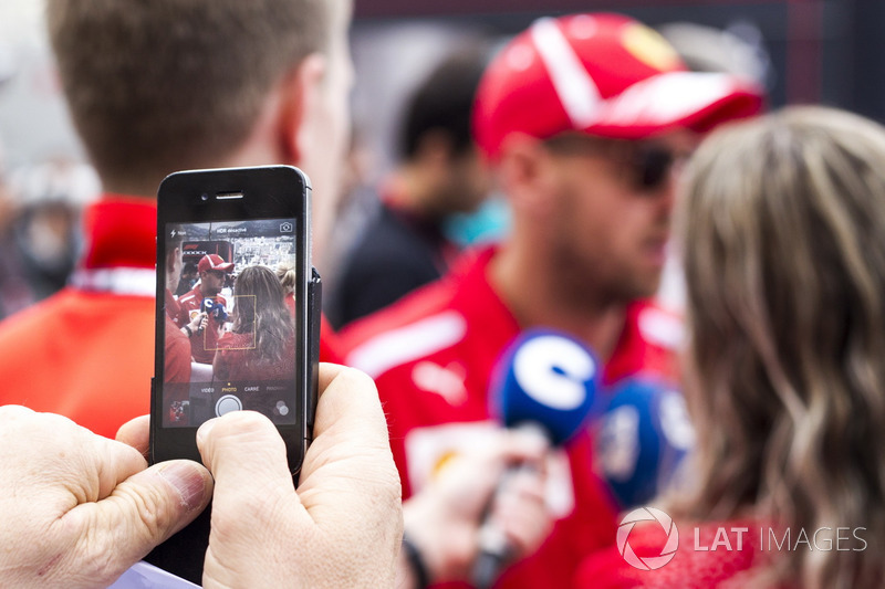 Sebastian Vettel, Ferrari talks with the media