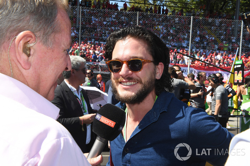 Martin Brundle, Sky TV talks with Kit Harington, Actor