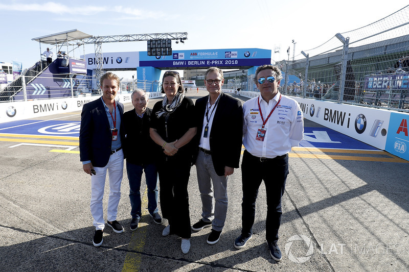 Alejandro Agag, CEO, Formula E, with Jean Todt, FIA President, Nico Rosberg, Formula 1 World champion, Formula E investor