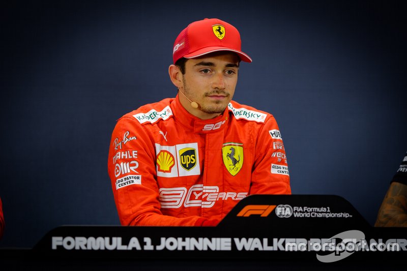Polesitter Charles Leclerc, Ferrari in the press conference