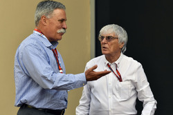 Bernie Ecclestone, CEO and President, FOM with Chase Carey of Liberty Media
