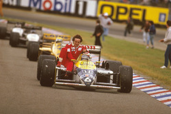 Nelson Piquet, Williams FW11B Honda, mit Alain Prost, McLaren