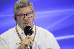 Ross Brawn, Managing Director of Motorsports, FOM, attends a press conference with representatives o