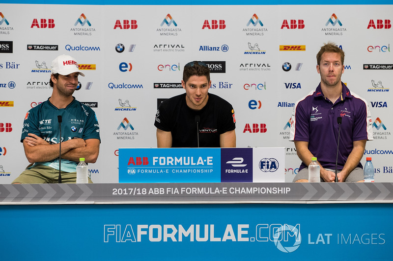 Antonio Felix da Costa, Andretti Formula E Team Team, Edoardo Mortara, Venturi Formula E Team, Sam Bird, DS Virgin Racing in the Friday press conference