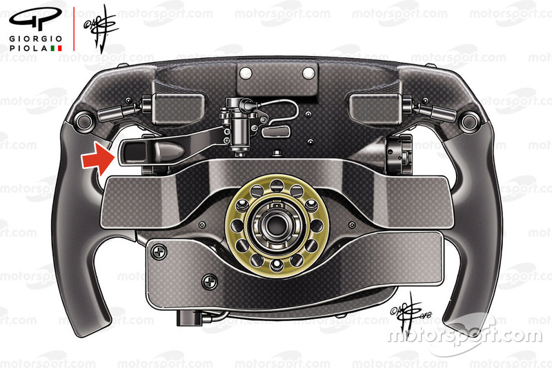 Arrière du volant de la Ferrari SF71H de Sebastian Vettel