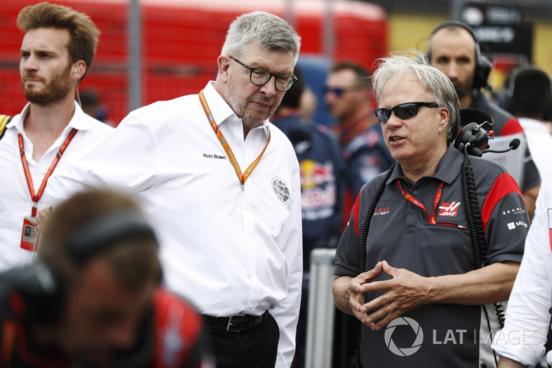 Ross Brawn, Managing Director of Motorsports, FOM, Gene Haas, Team Owner, Haas F1 Team