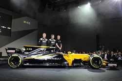 Renault Sport F1 Team drivers Nico Hulkenberg, Jolyon Palmer, third driver Sergey Sirotkin with the Renault Sport F1 Team RS17