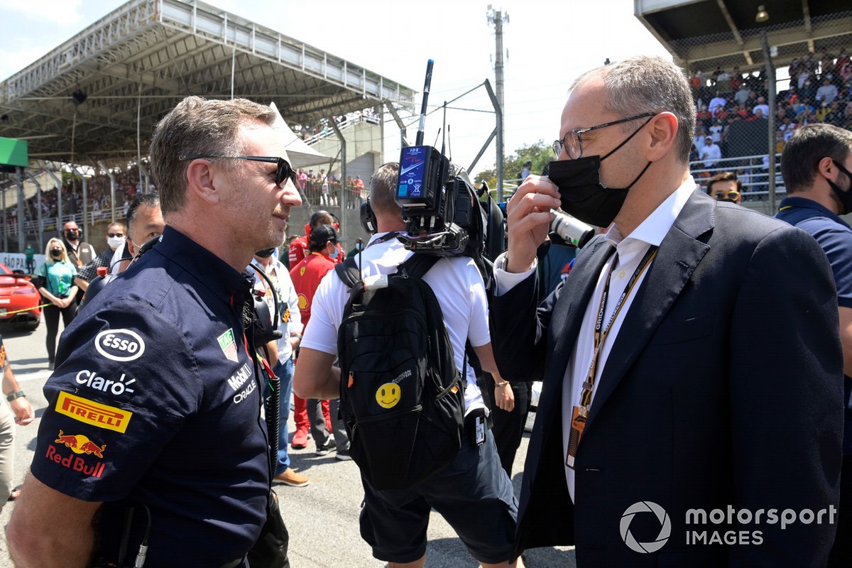 Red Bull team boss Christian Horner and Formula 1 CEO Stefano Domenicali