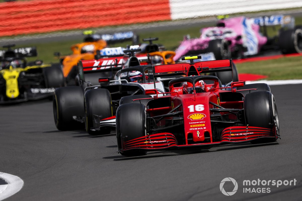 Charles Leclerc, Ferrari SF1000, Romain Grosjean, Haas VF-20, and Daniel Ricciardo, Renault F1 Team R.S.20
