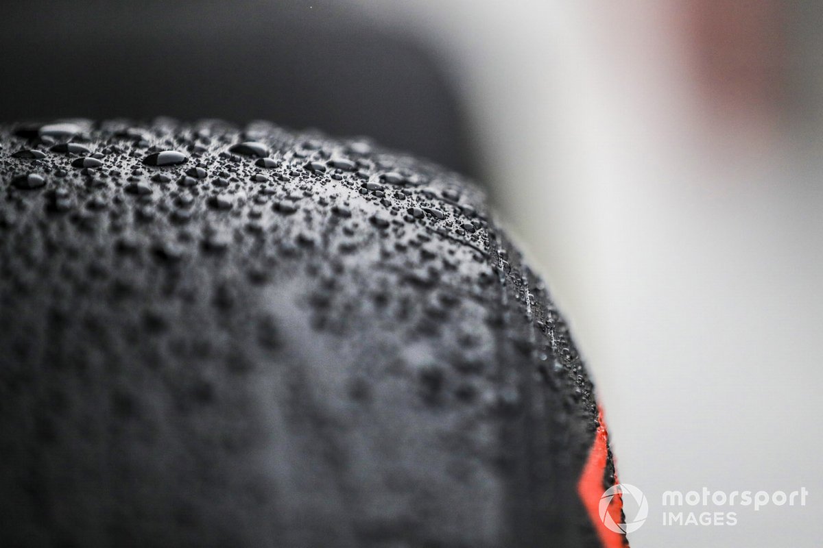 Water droplets on a Pirelli tyre