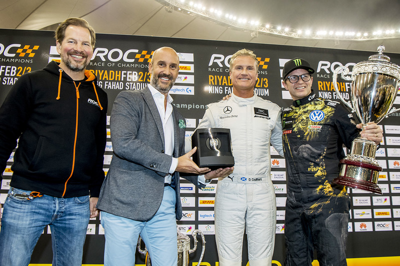 Il vincitore David Coulthard, il secondo classificato Petter Solberg, Fredrik Johnsson