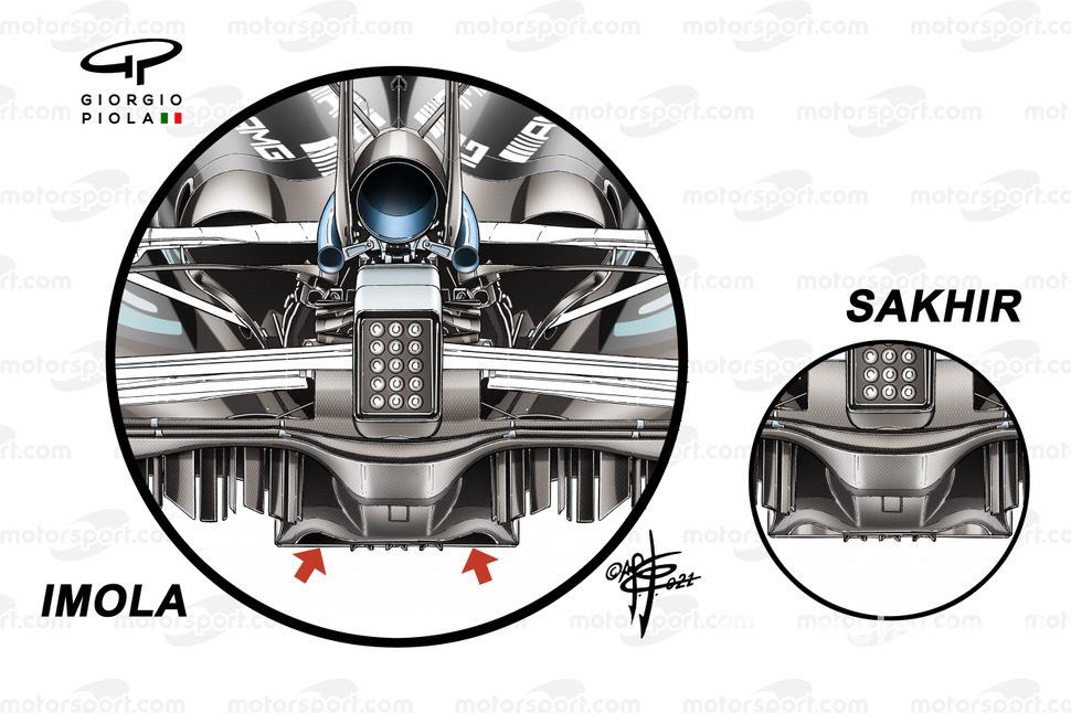 El difusor del Mercedes AMG F1 W12.
