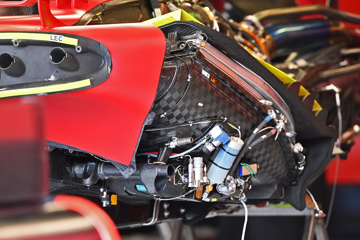 Detalle del sidepod Ferrari F1-75