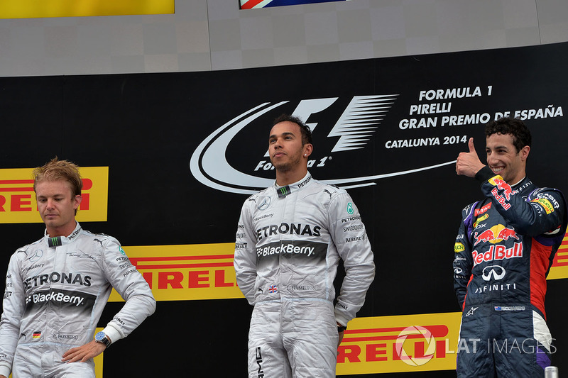 2014: 1. Lewis Hamilton, 2. Nico Rosberg, 3. Daniel Riccardo