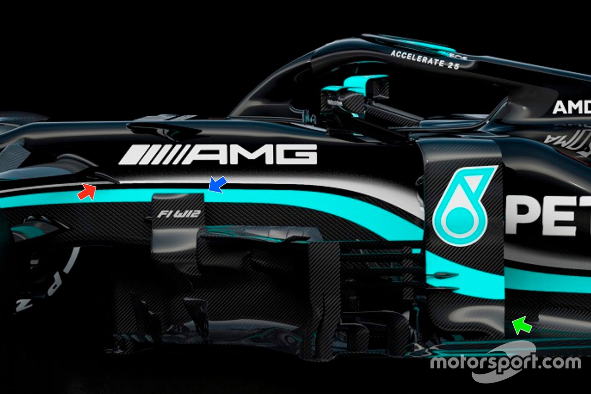 Bargeboards y deflectores del Mercedes AMG F1 W12